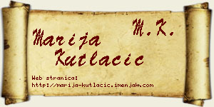 Marija Kutlačić vizit kartica